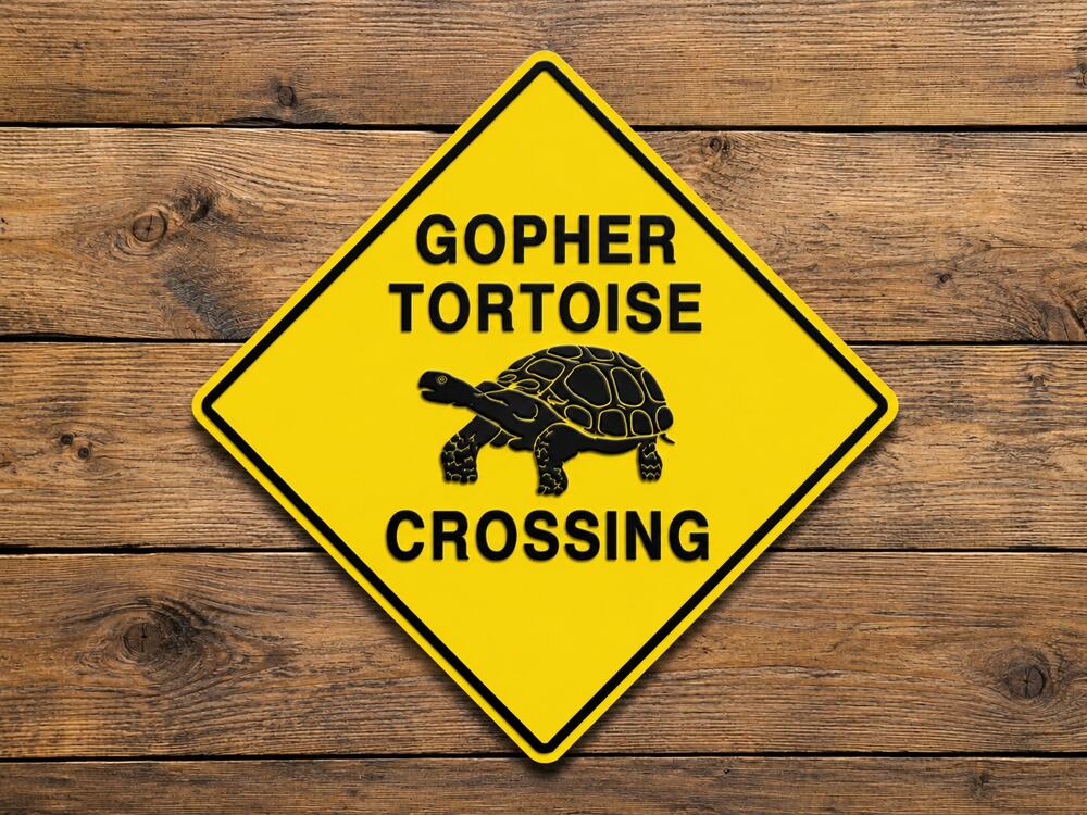 Gopher Tortoise Crossing Road Sign Warning Georgia National Park State Forest